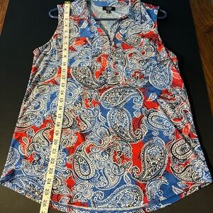 Jones New York Red and White Sleeveless Polo Blouse